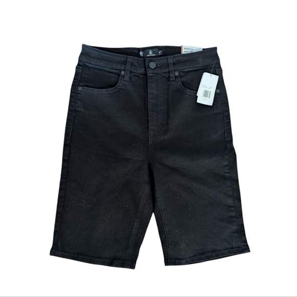 Volcom Black Denim Shorts Bermuda "Liberator" High Rise NWT Sz 27 - Picture 6 of 7